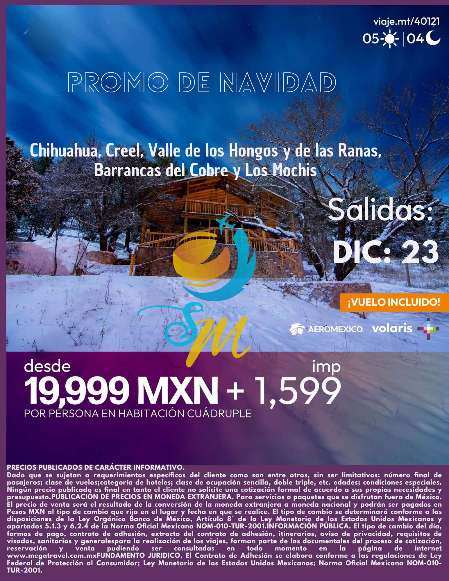 Póster Promoción Barrancas del Cobre Navidad Autobus